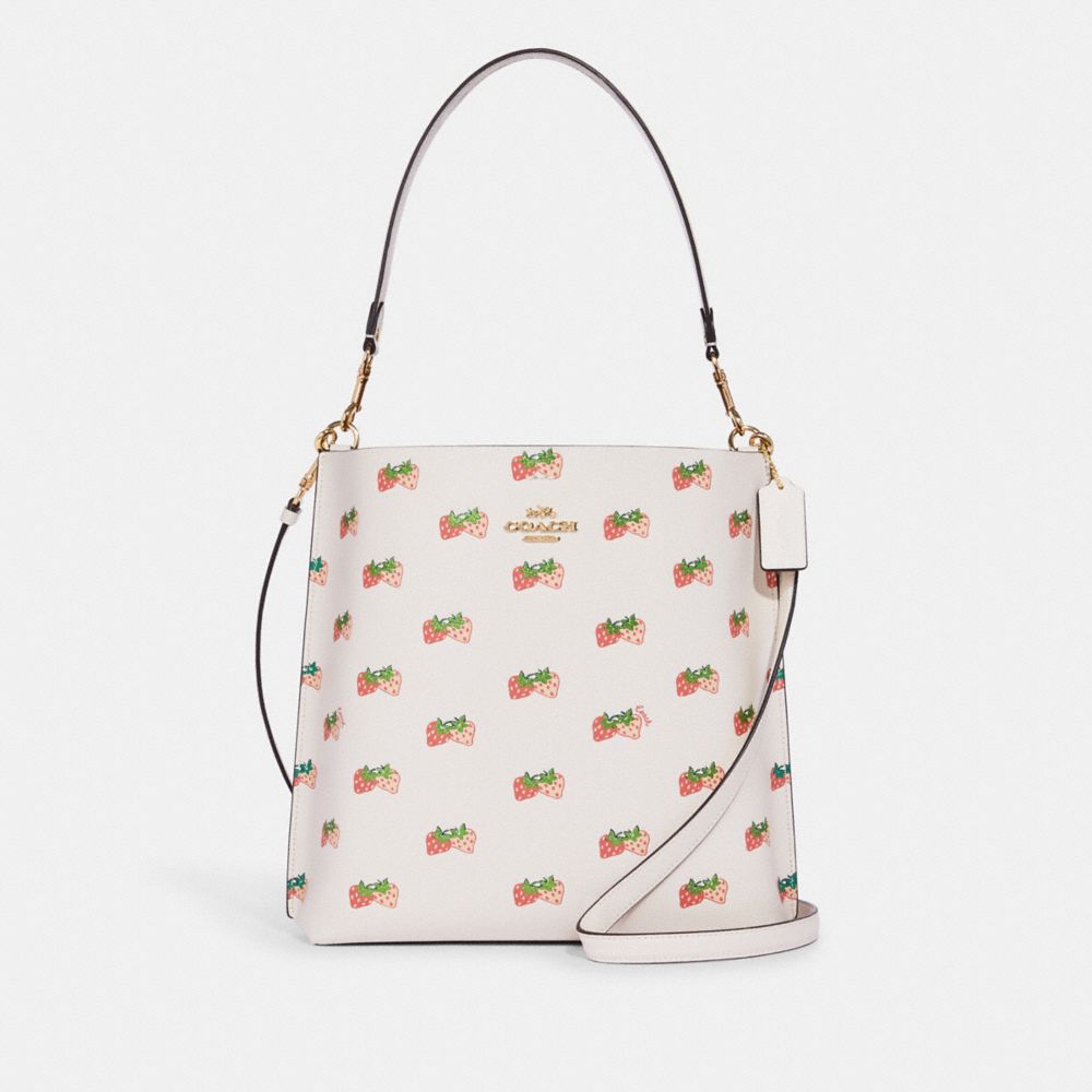 COACH CB601 Mollie Bucket Bag With Strawberry Print GOLD/CHALK MULTI