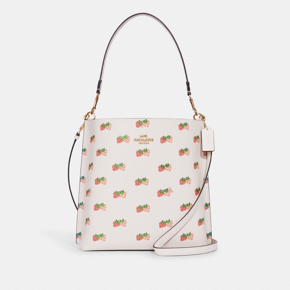 COACH CB601 Mollie Bucket Bag With Strawberry Print Gold/Chalk Multi