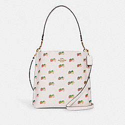 Mollie Bucket Bag With Strawberry Print - CB601 - Gold/Chalk Multi