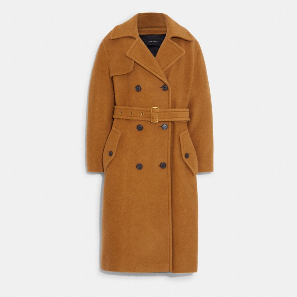 COACH CB626 Wool Trench CAMEL