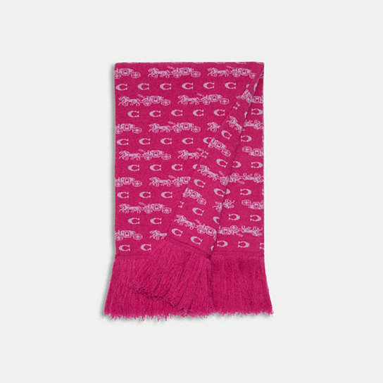 CB653 - Bold Horse And Carriage Print Oversized Muffler Hyacinth