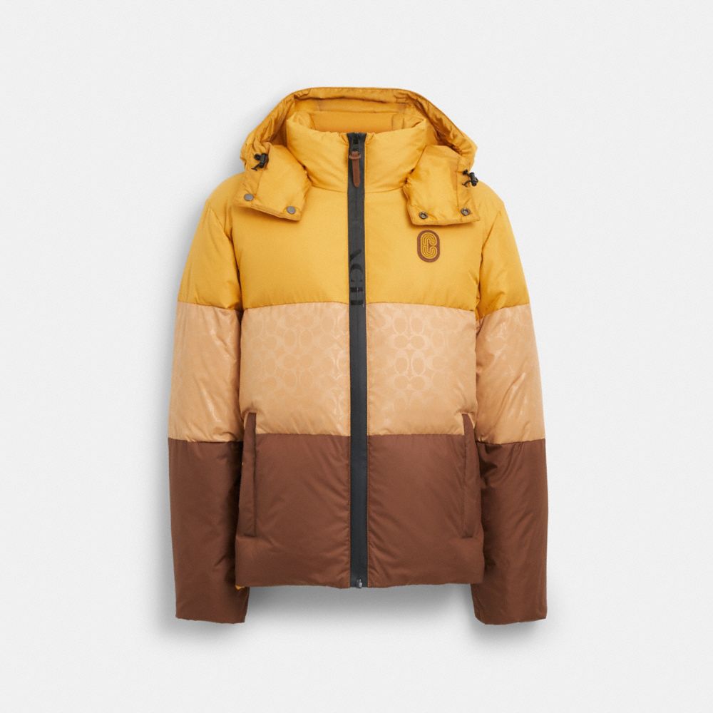 Colorblock Down Jacket - CB661 - Brown/Multi