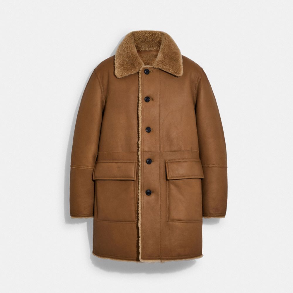 COACH CB662 Reversible Shearling Coat Biscuit