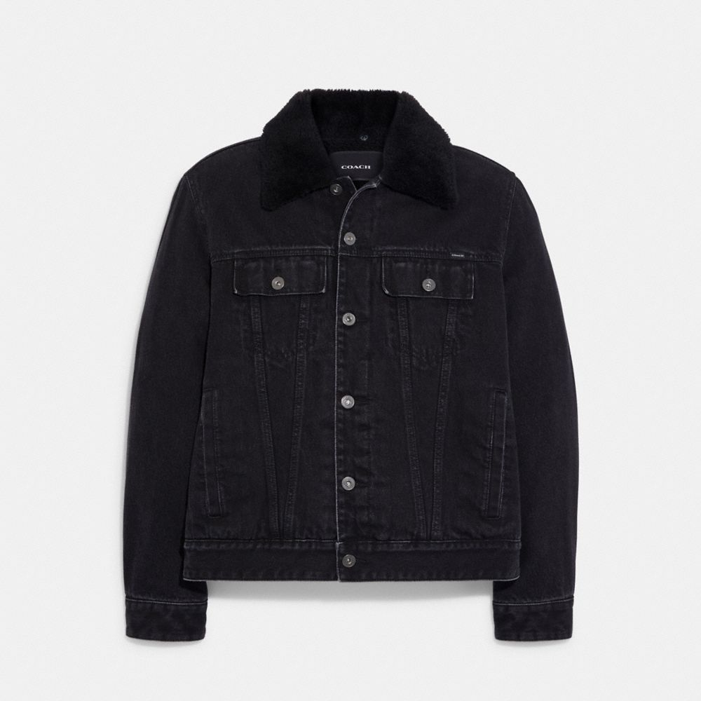 COACH CB666 Denim Jacket With Sherpa Lining Black Wash