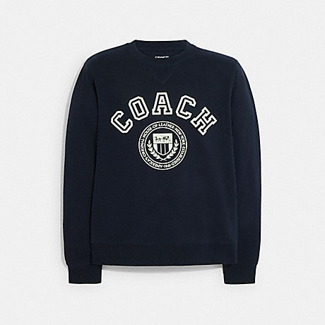 COACH CB671 Varsity Crewneck Sweatshirt Midnight Navy