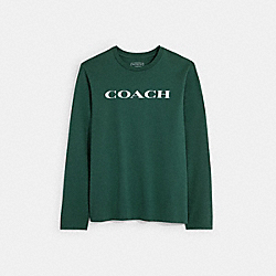 COACH CB672 Essential Long Sleeve T Shirt In Organic Cotton HUNTER GREEN
