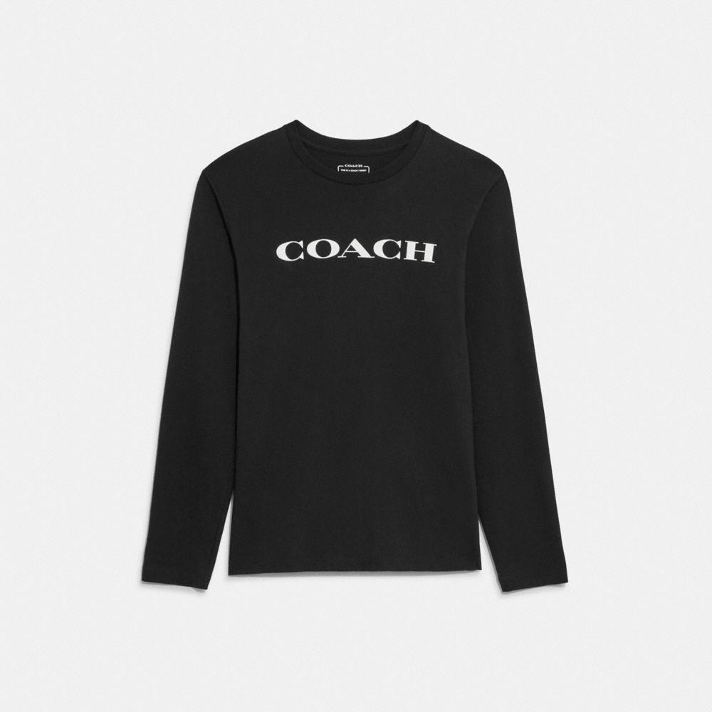 COACH CB672 Essential Long Sleeve T Shirt In Organic Cotton BLACK