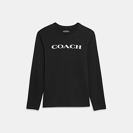 COACH CB672 Essential Long Sleeve T Shirt In Organic Cotton Black