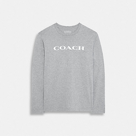 COACH CB672 Essential Long Sleeve T Shirt In Organic Cotton Heather-Grey