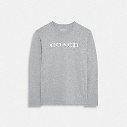 COACH CB672 Essential Long Sleeve T Shirt In Organic Cotton HEATHER GREY