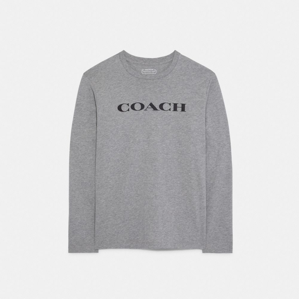 COACH CB672 Essential Long Sleeve T Shirt In Organic Cotton LIGHT HEATHER GREY