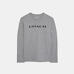 COACH CB672 Essential Long Sleeve T Shirt In Organic Cotton LIGHT HEATHER GREY