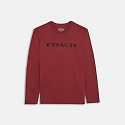 COACH CB672 Essential Long Sleeve T Shirt In Organic Cotton OXBLOOD