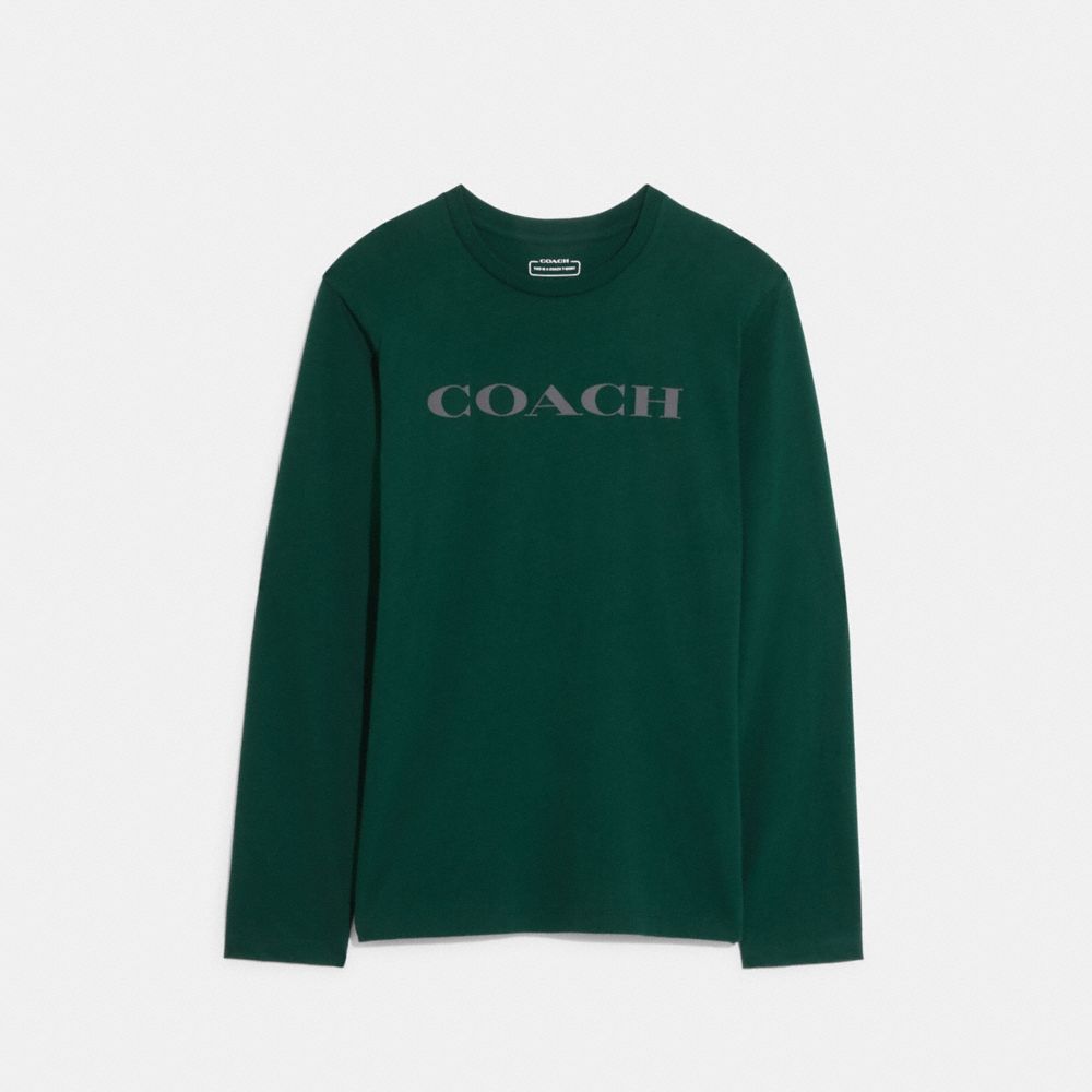 COACH CB672 Essential Long Sleeve T Shirt In Organic Cotton Botanical Green