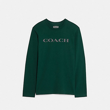 COACH CB672 Essential Long Sleeve T Shirt In Organic Cotton Botanical-Green