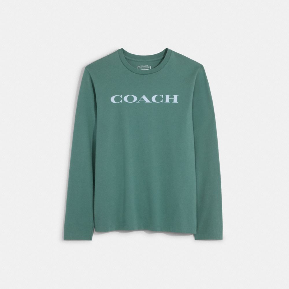 COACH CB672 Essential Long Sleeve T Shirt In Organic Cotton COOL GREY