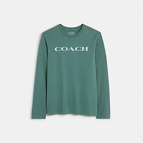 COACH CB672 Essential Long Sleeve T Shirt In Organic Cotton Cool Grey