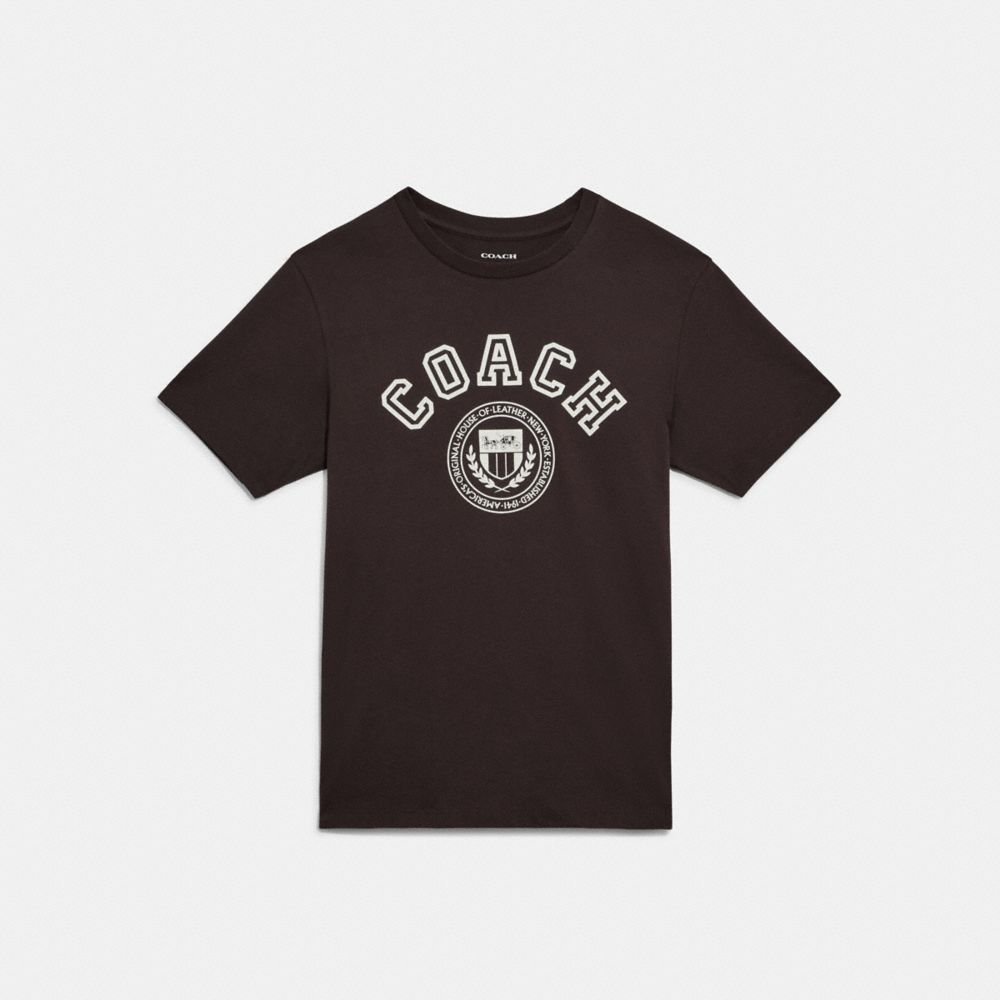 Varsity Crest T Shirt In Organic Cotton - CB674 - OXBLOOD