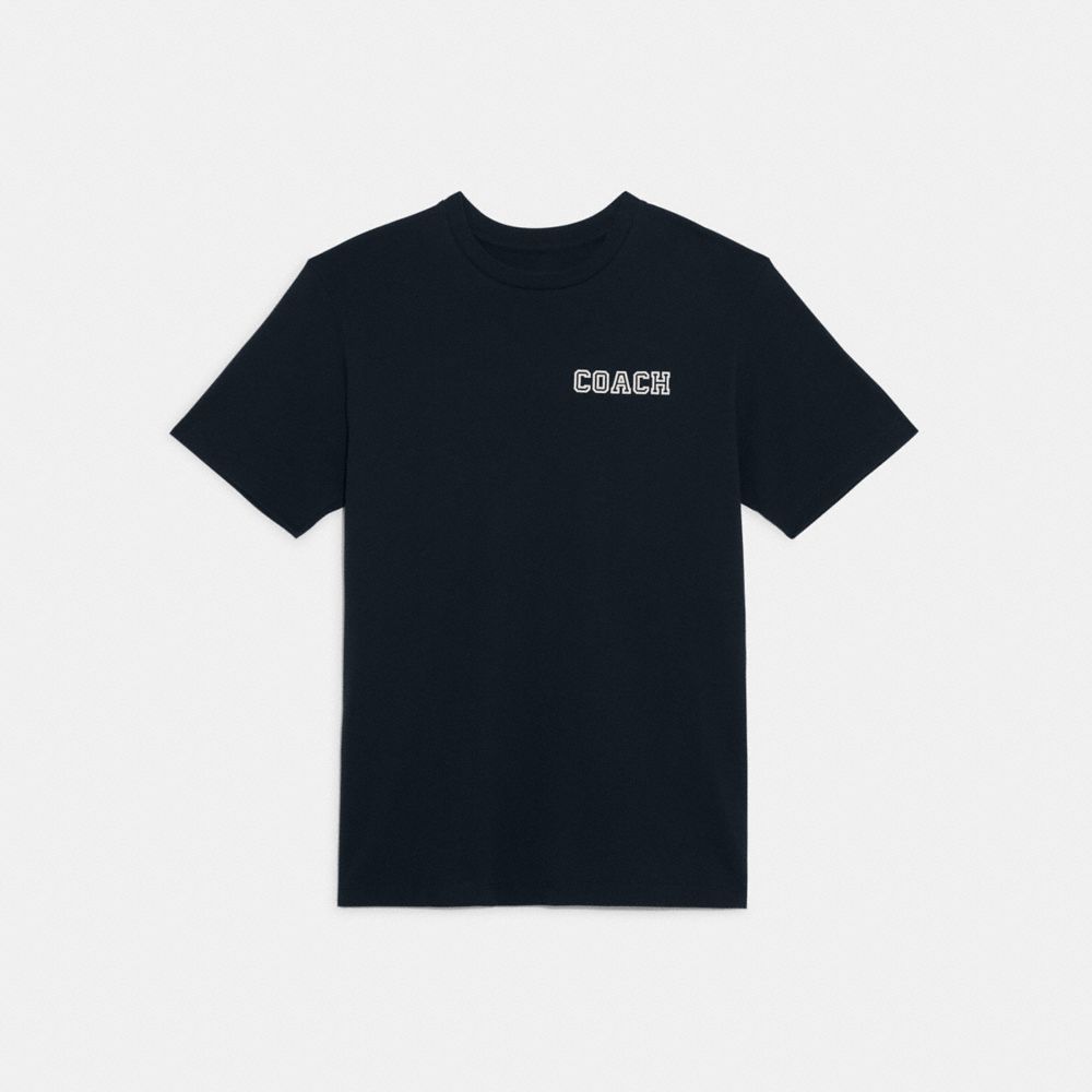 COACH CB676 Varsity T Shirt In Organic Cotton Midnight Navy