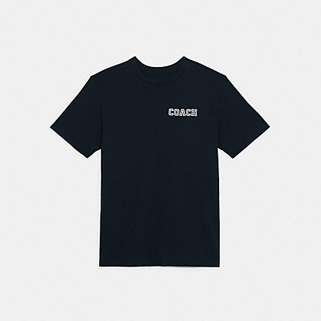 COACH CB676 Varsity T Shirt In Organic Cotton Midnight-Navy