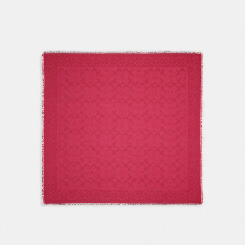 COACH CB683 Signature Oversized Square Scarf Cerise