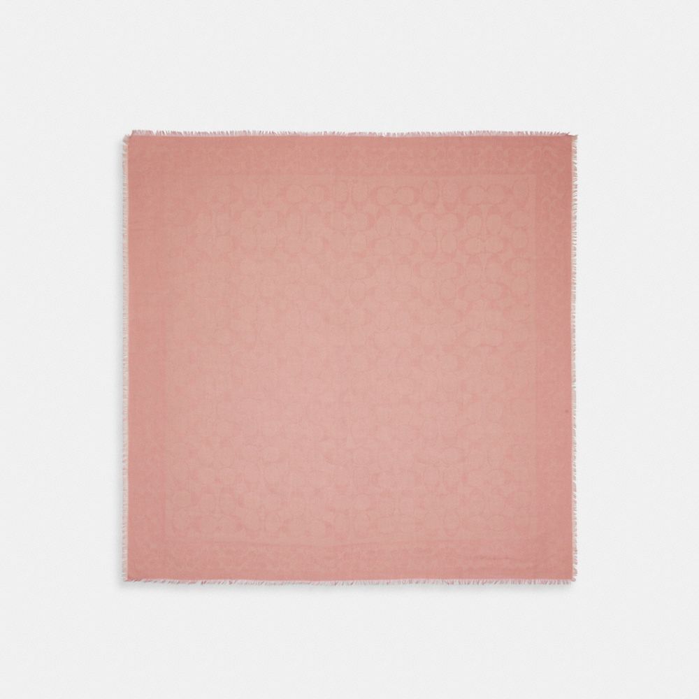 COACH CB683 Signature Oversized Square Scarf Light Pink