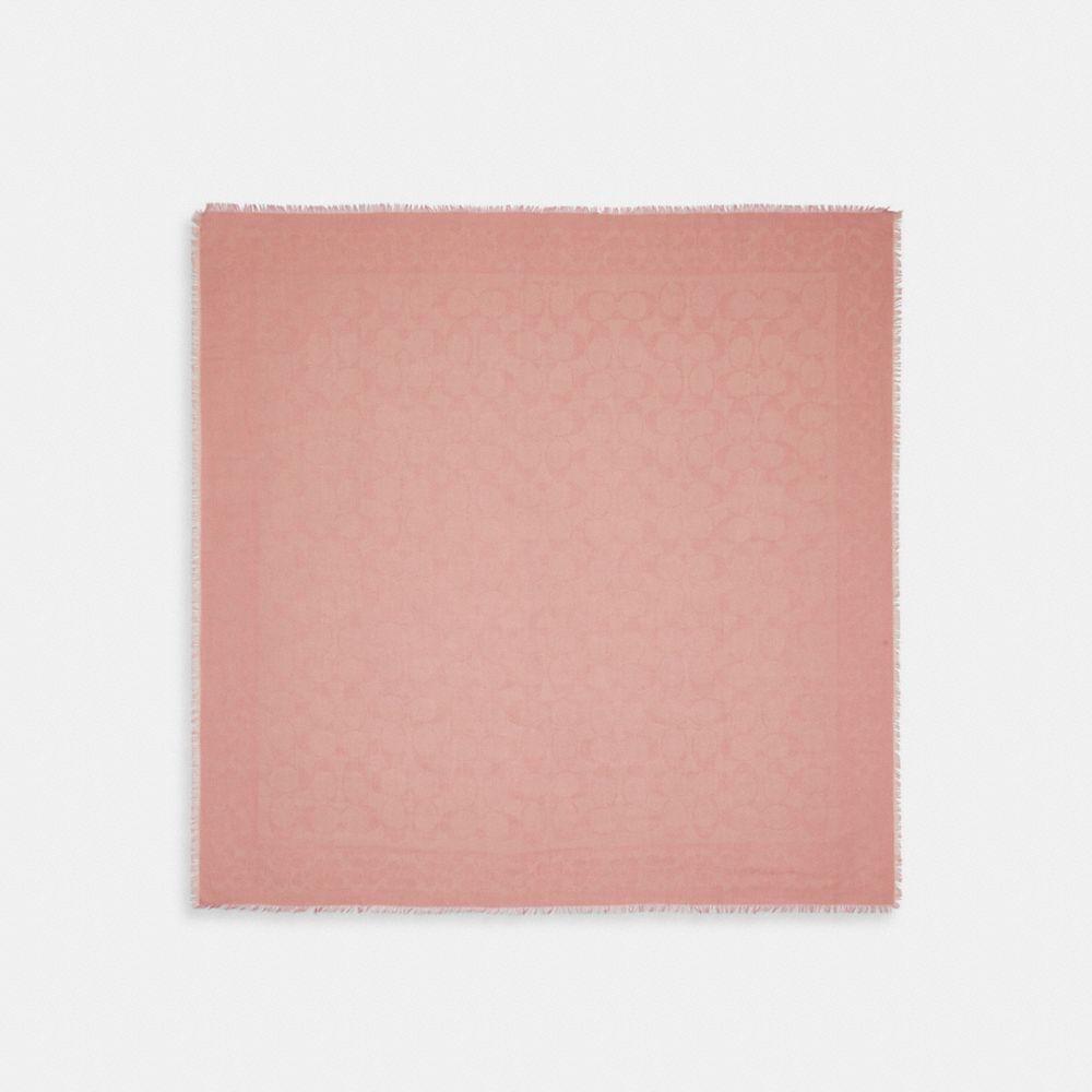 COACH CB683 Signature Oversized Square Scarf LIGHT PINK