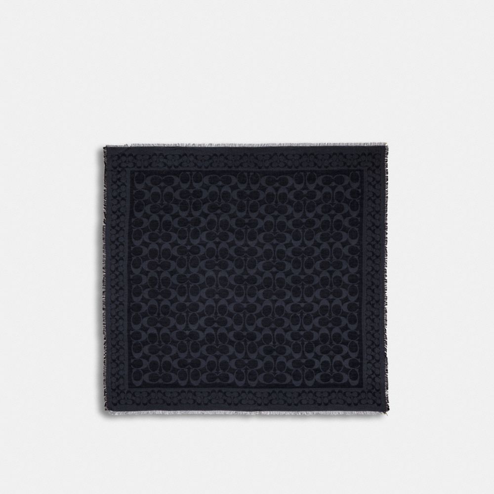 COACH CB683 Signature Oversized Square Scarf NAVY