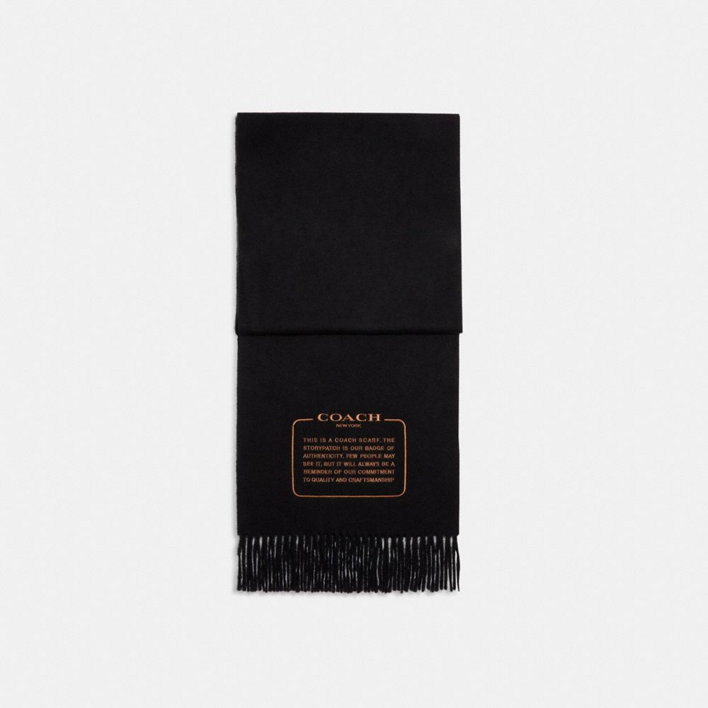 Embroidered Patch Cashmere Muffler - CB685 - Black
