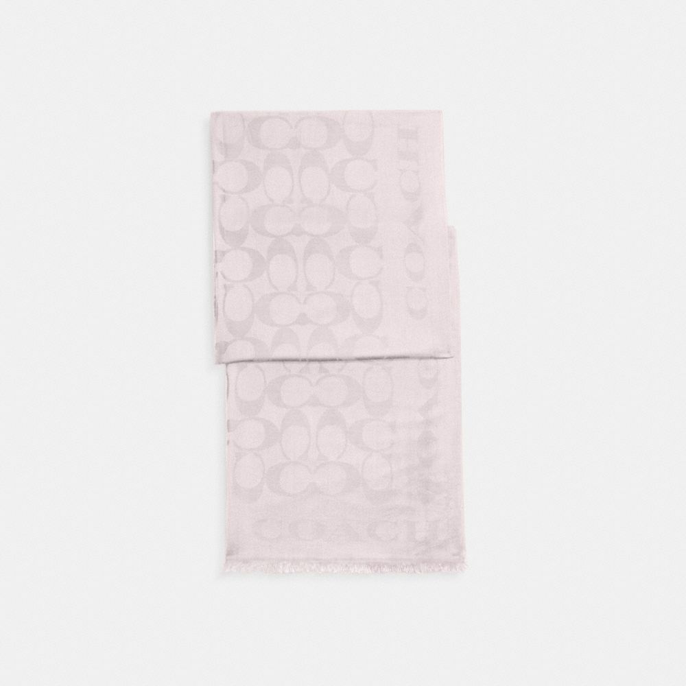 COACH&reg;,Signature Stole,Silk,Cotton,Rectangle,Logo,Frayed,Casual,Blush