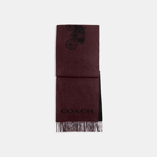 CB694 - Horse And Carriage Cashmere Muffler WINE/BLACK