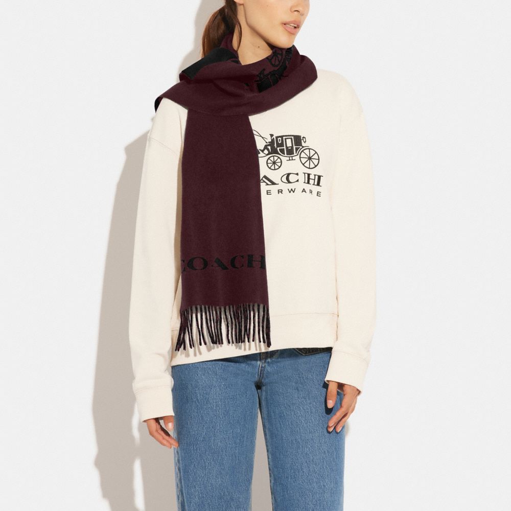 馬車主題圖案喀什米爾羊毛圍巾