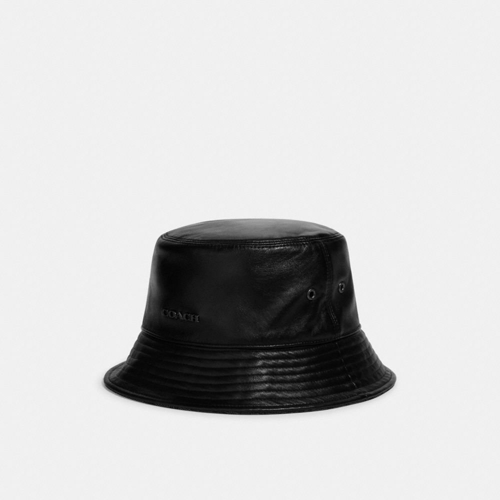 Leather Bucket Hat - CB697 - Black