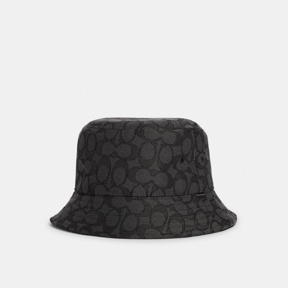 COACH CB707 Signature Jacquard Bucket Hat Charcoal