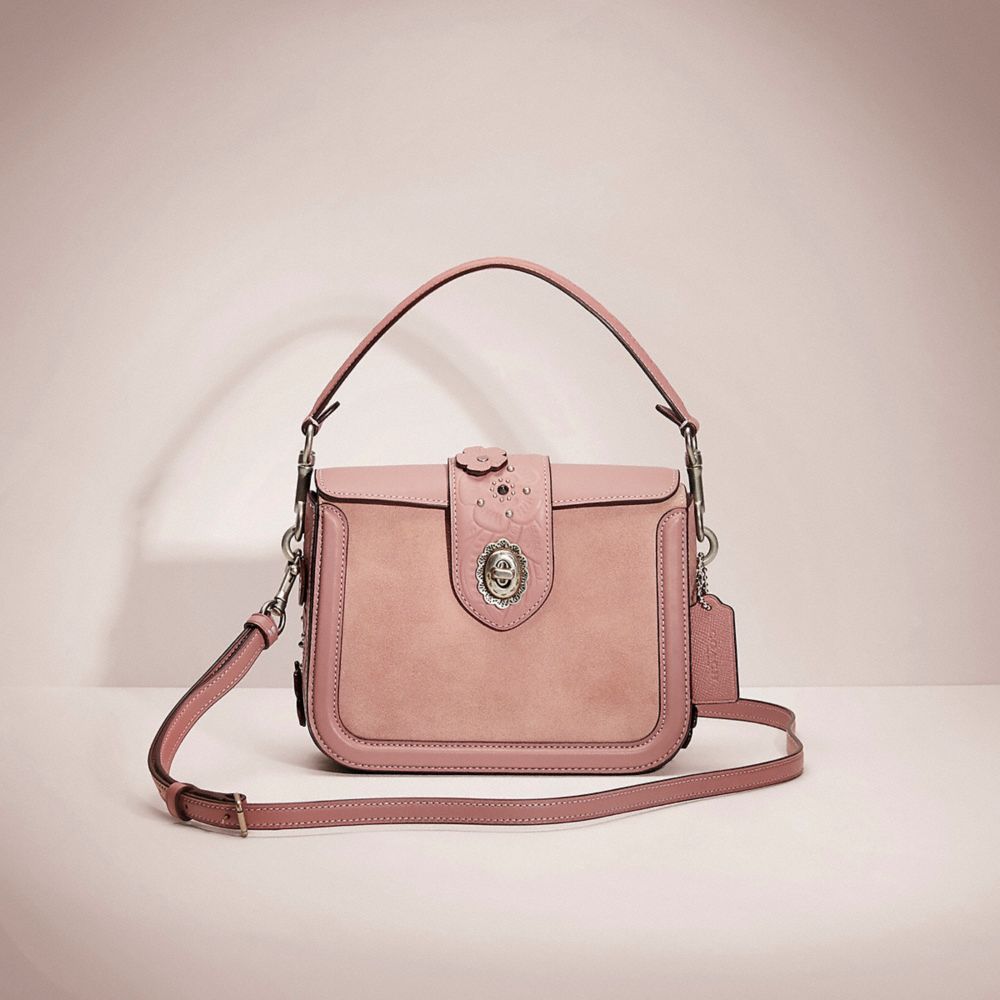 CB713 - Restored Page Crossbody With Tea Rose Tooling Light Antique Nickel/Dusty Rose