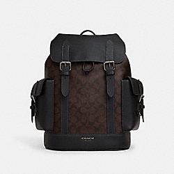 COACH CB839 Hudson Backpack In Signature Canvas GUNMETAL/MAHOGANY