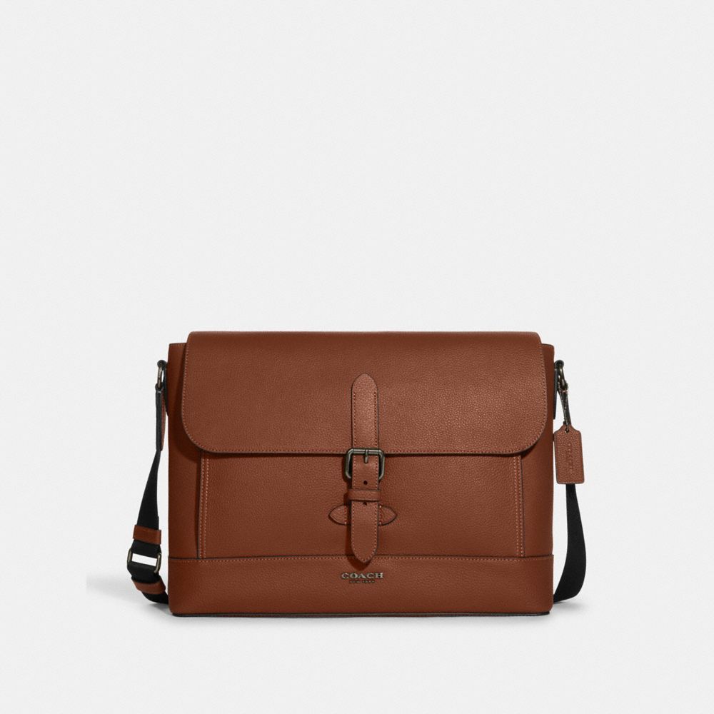 COACH CB841 Hudson Messenger GUNMETAL/SADDLE