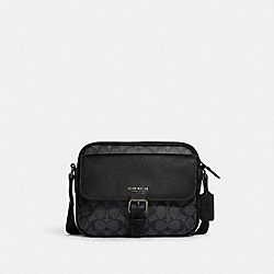 Hudson Crossbody In Signature Canvas - CB846 - Gunmetal/Charcoal/Black