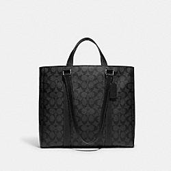 Hudson Double Handle Tote In Signature Canvas - CB849 - Gunmetal/Charcoal/Black