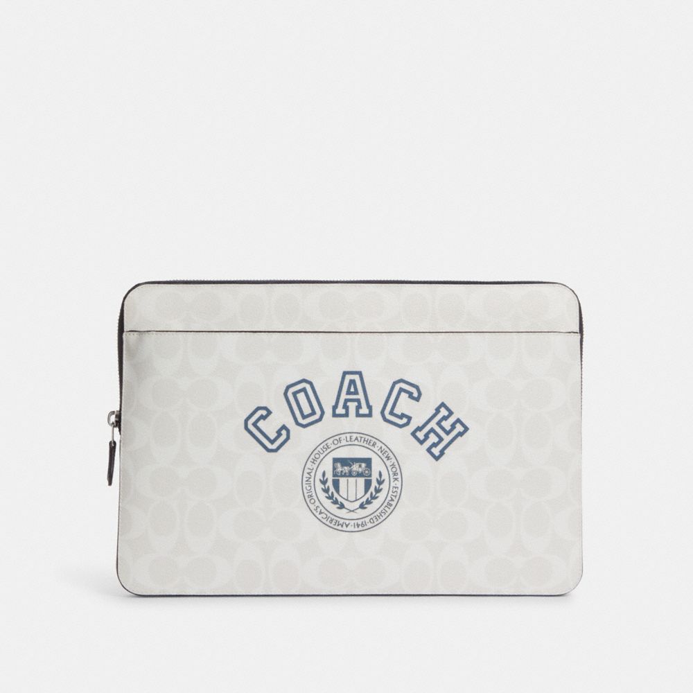 COACH CB857 Laptop Sleeve In Signature Canvas With Coach Varsity SV/CHALK/INDIGO MULTI