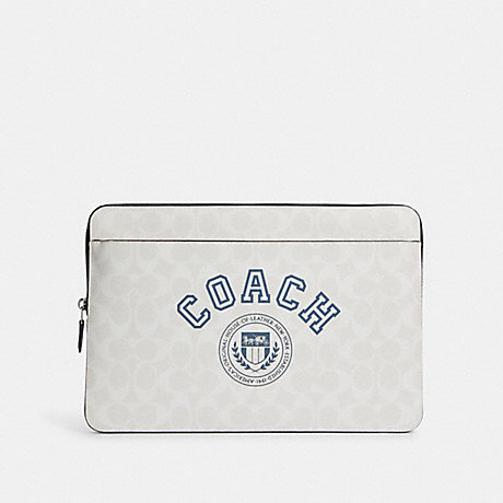 COACH CB857 Laptop Sleeve In Signature Canvas With Coach Varsity SV/Chalk/Indigo-Multi
