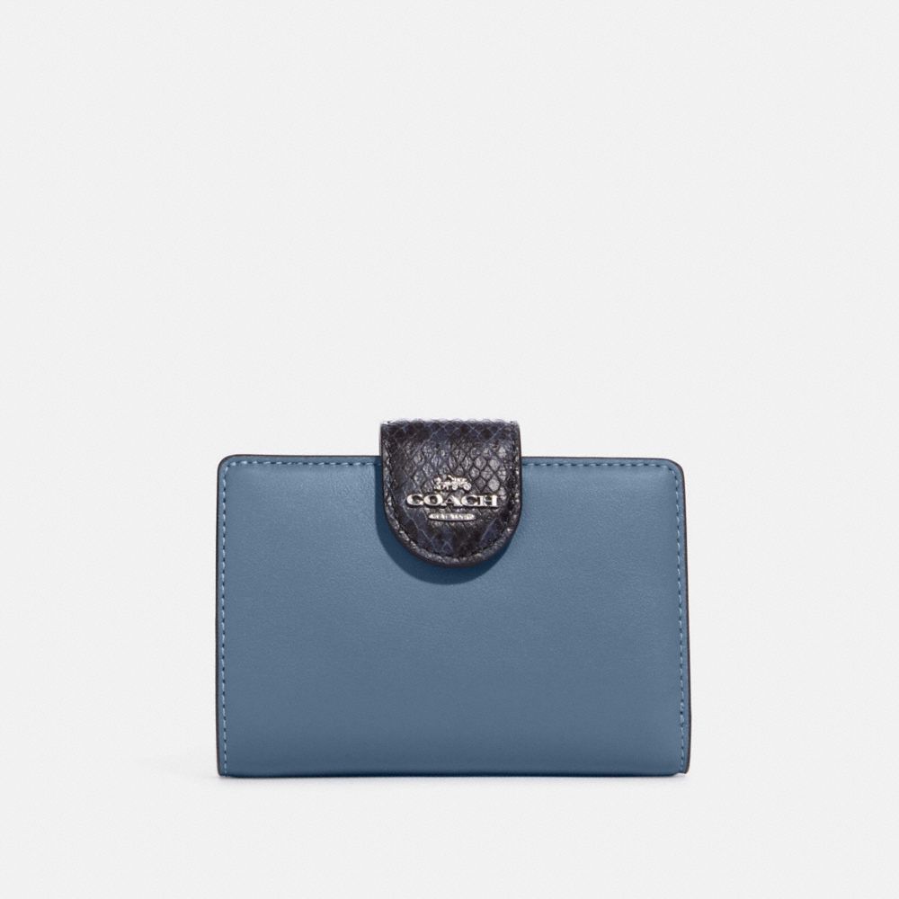 COACH CB866 Medium Corner Zip Wallet In Colorblock SV/INDIGO MULTI