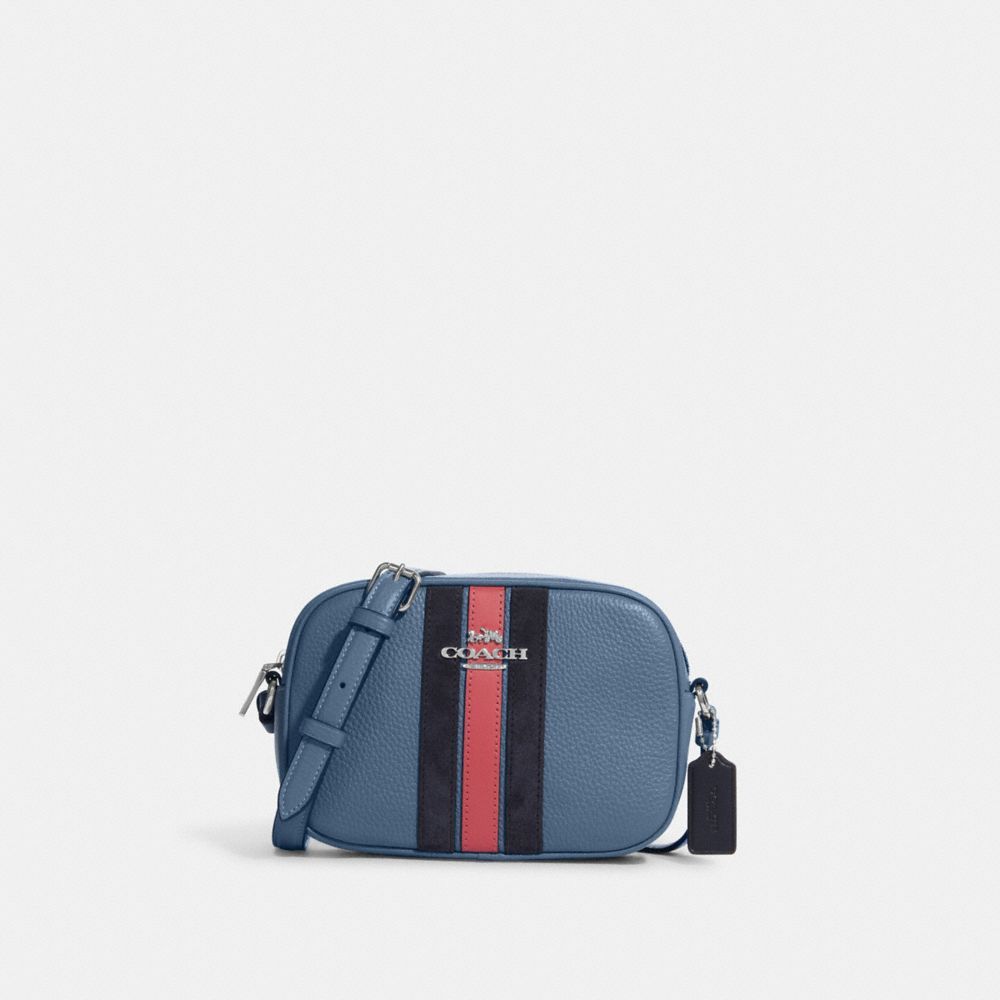 Mini Jamie Camera Bag With Varsity Stripe - CB868 - SV/Indigo Multi