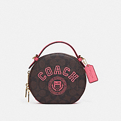 COACH CB870 Canteen Crossbody In Signature Canvas With Varsity Motif IM/BROWN/WATERMELON