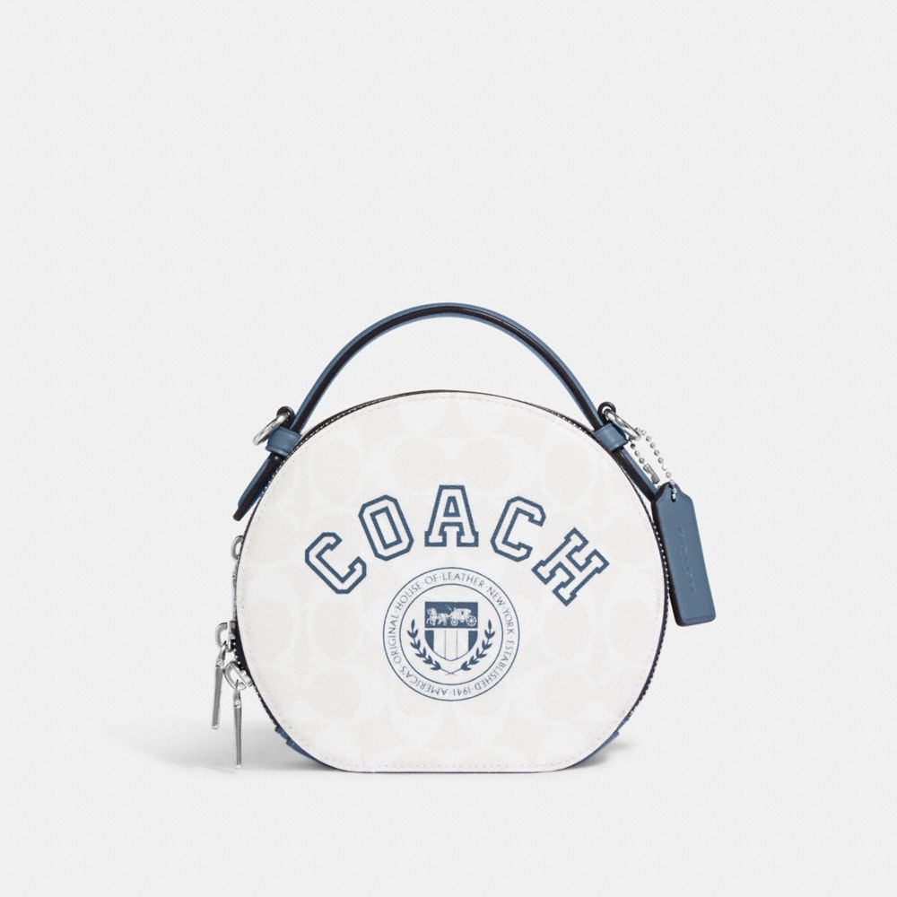 COACH CB870 Canteen Crossbody In Signature Canvas With Varsity Motif SV/Chalk/Indigo