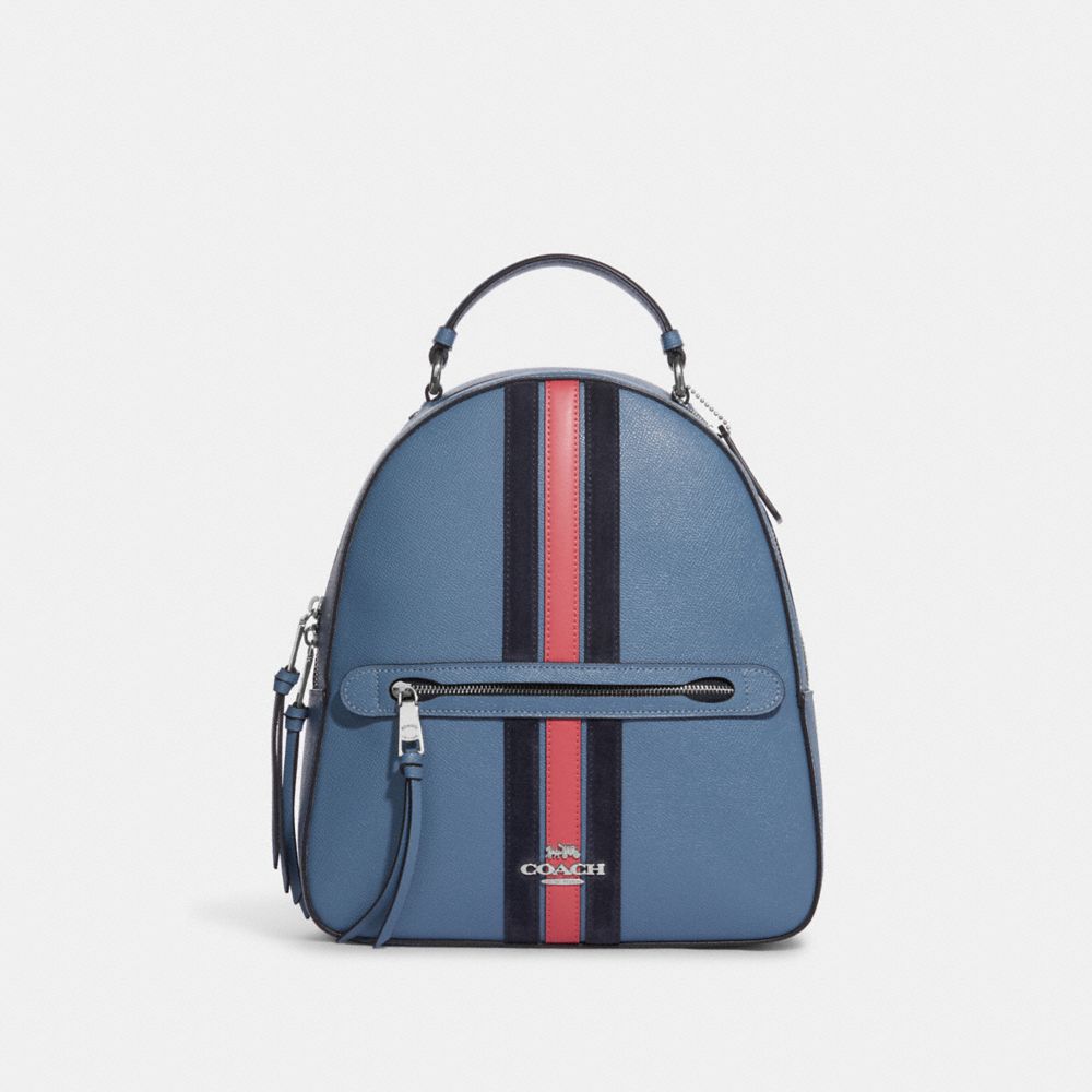 Jordyn Backpack With Varsity Stripe - CB872 - SV/Indigo Multi
