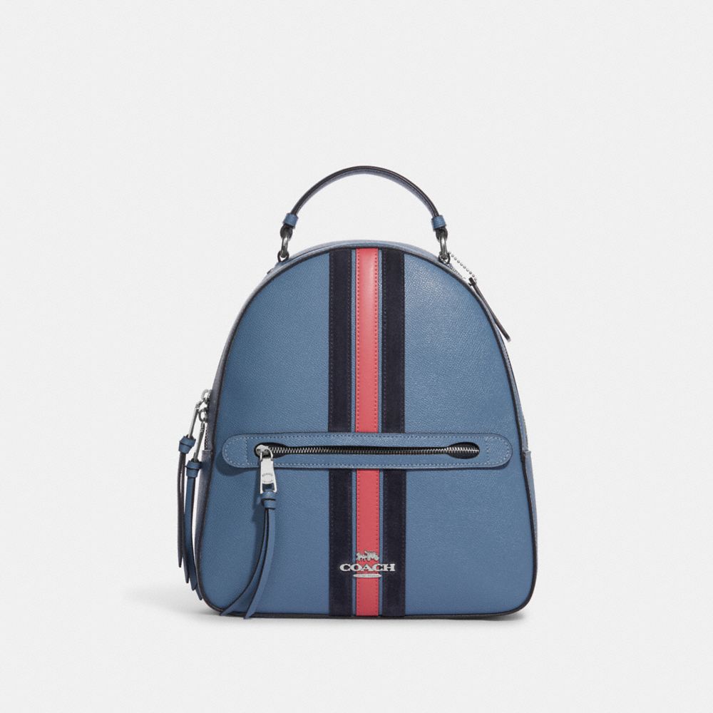 COACH CB872 Jordyn Backpack With Varsity Stripe SV/INDIGO MULTI