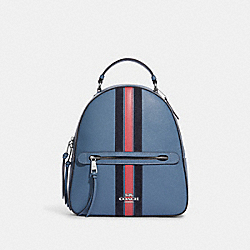 Jordyn Backpack With Varsity Stripe - CB872 - SV/Indigo Multi