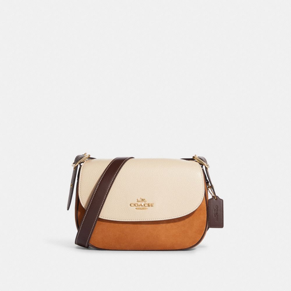 COACH CB895 Macie Saddle Bag In Colorblock IM/IVORY/LIGHT SADDLE MULTI