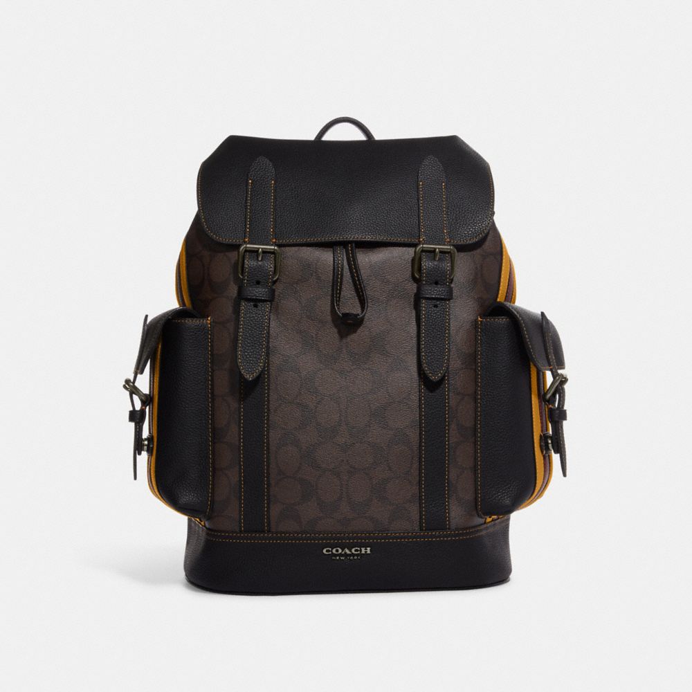 HUDSON BACKPACK IN SIGNATURE CANVAS WITH VARSITY STRIPE
